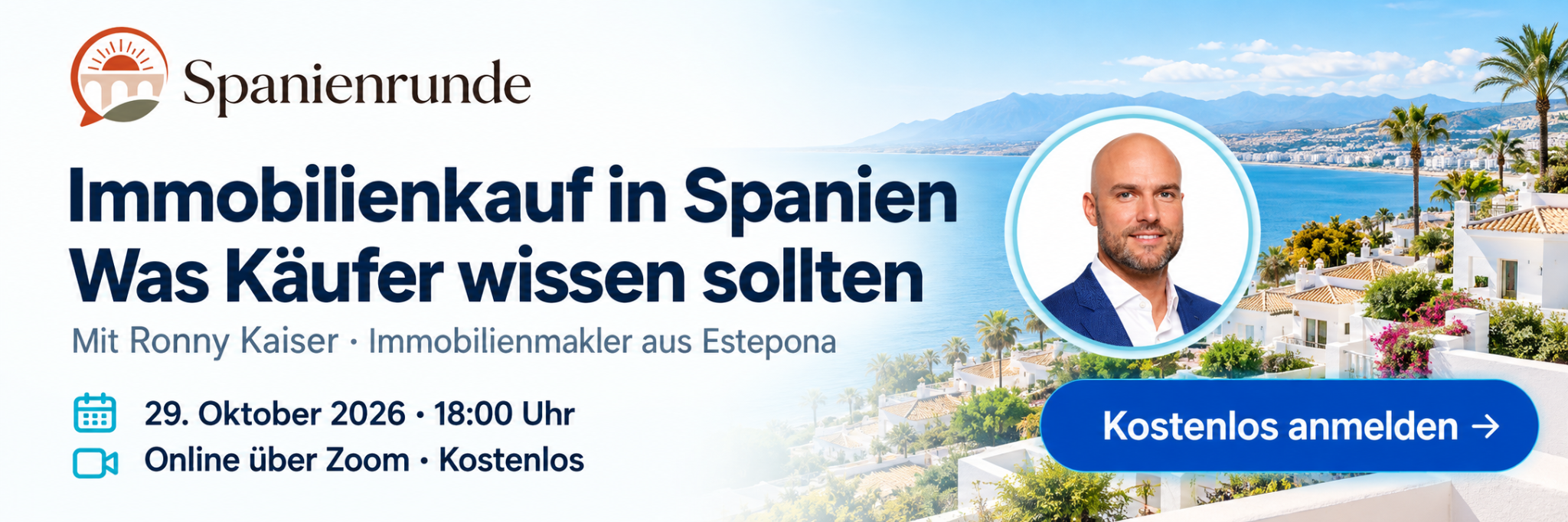 Spanienrunde zum Immobilienkauf in Spanien mit Ronny Kaiser am 29. Oktober 2026