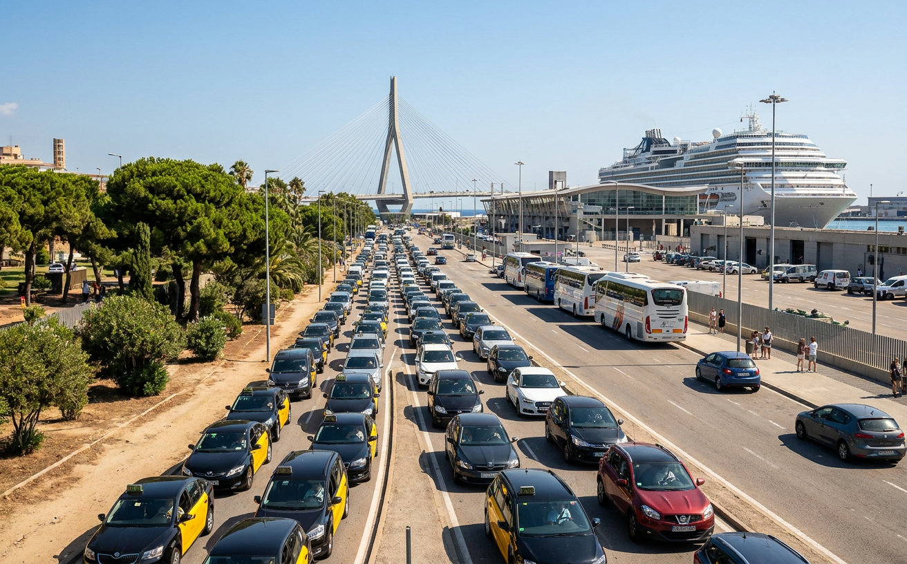 Barcelona: Taxifahrer melden extreme Staus am Kreuzfahrthafen