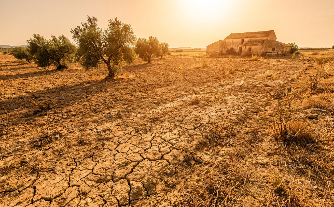 Ausgetrockneter Boden als Symbol für die möglichen Folgen des Klimaphänomens El Niño