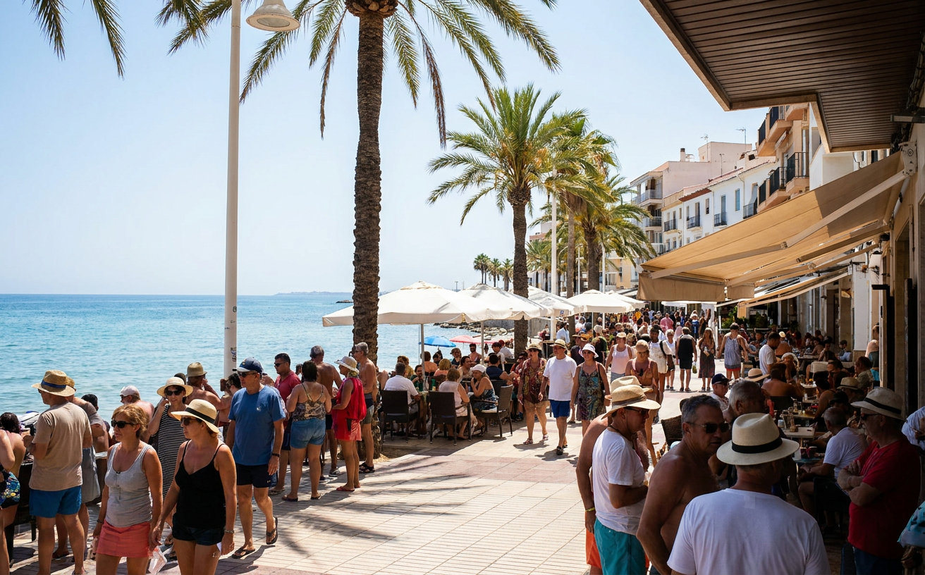 Sonniger Strand an der Costa Blanca während einer Hitzewelle im September