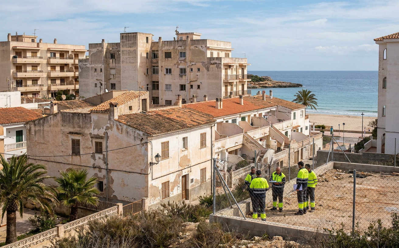 Mehrfamilienhäuser und Ferienunterkünfte in einem Küstenort auf Mallorca