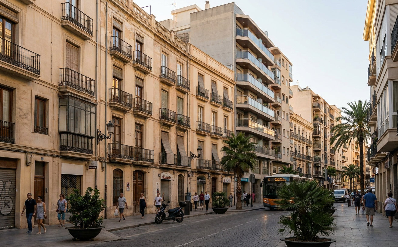 Mehrstöckige Wohnhäuser in der Stadt Alicante an der Costa Blanca