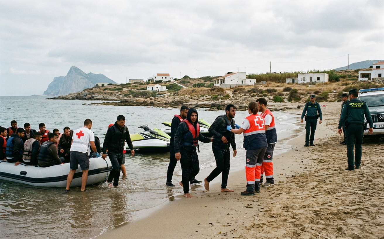Migranten erreichen Strände im Campo de Gibraltar mit Jetskis und Booten