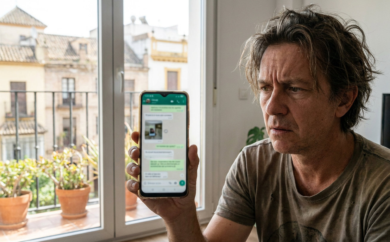 Smartphone mit geöffneter WhatsApp-Unterhaltung und einer verdächtigen Geldforderung