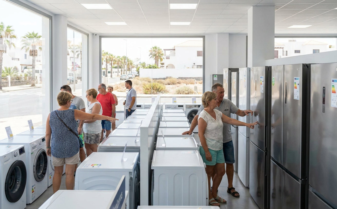 Kühlschränke und Waschmaschinen in der Elektrogeräteabteilung eines Geschäfts auf Gran Canaria
