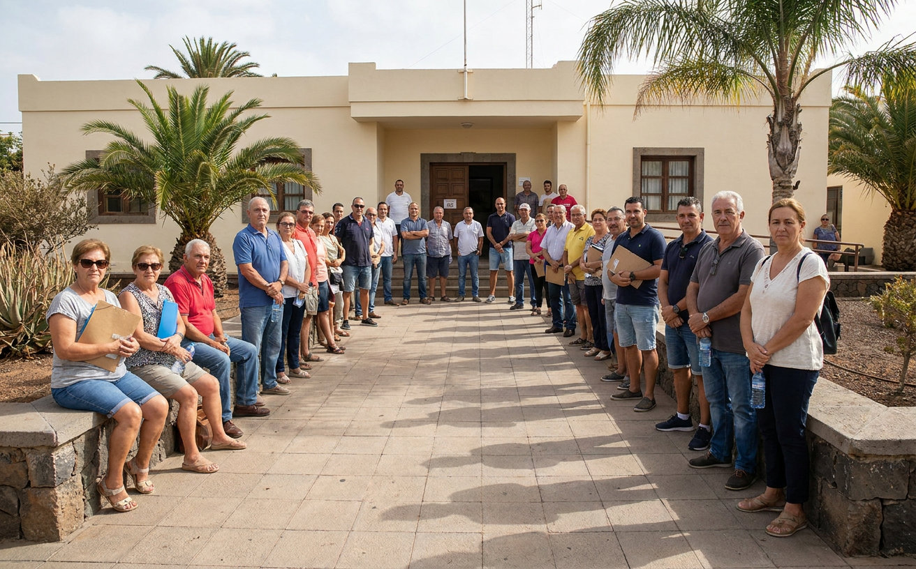 Betroffene Immobilieneigentümer vor dem Grundbuchamt in San Bartolomé de Tirajana auf Gran Canaria