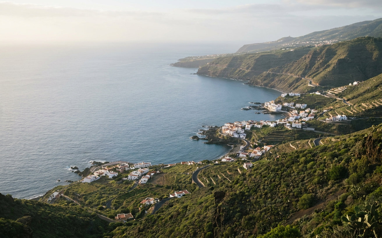 Blick über die Nordostküste Teneriffas und den Atlantik, wo vier Erdbeben registriert wurden