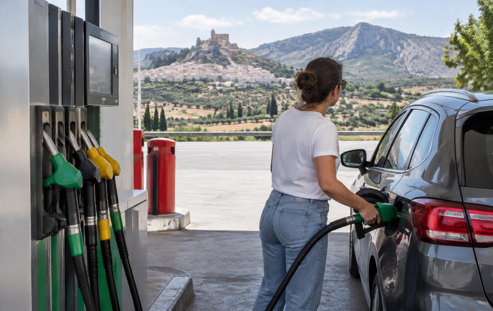 Symbolbild: Zapfsäulen an einer spanischen Tankstelle bei Tageslicht