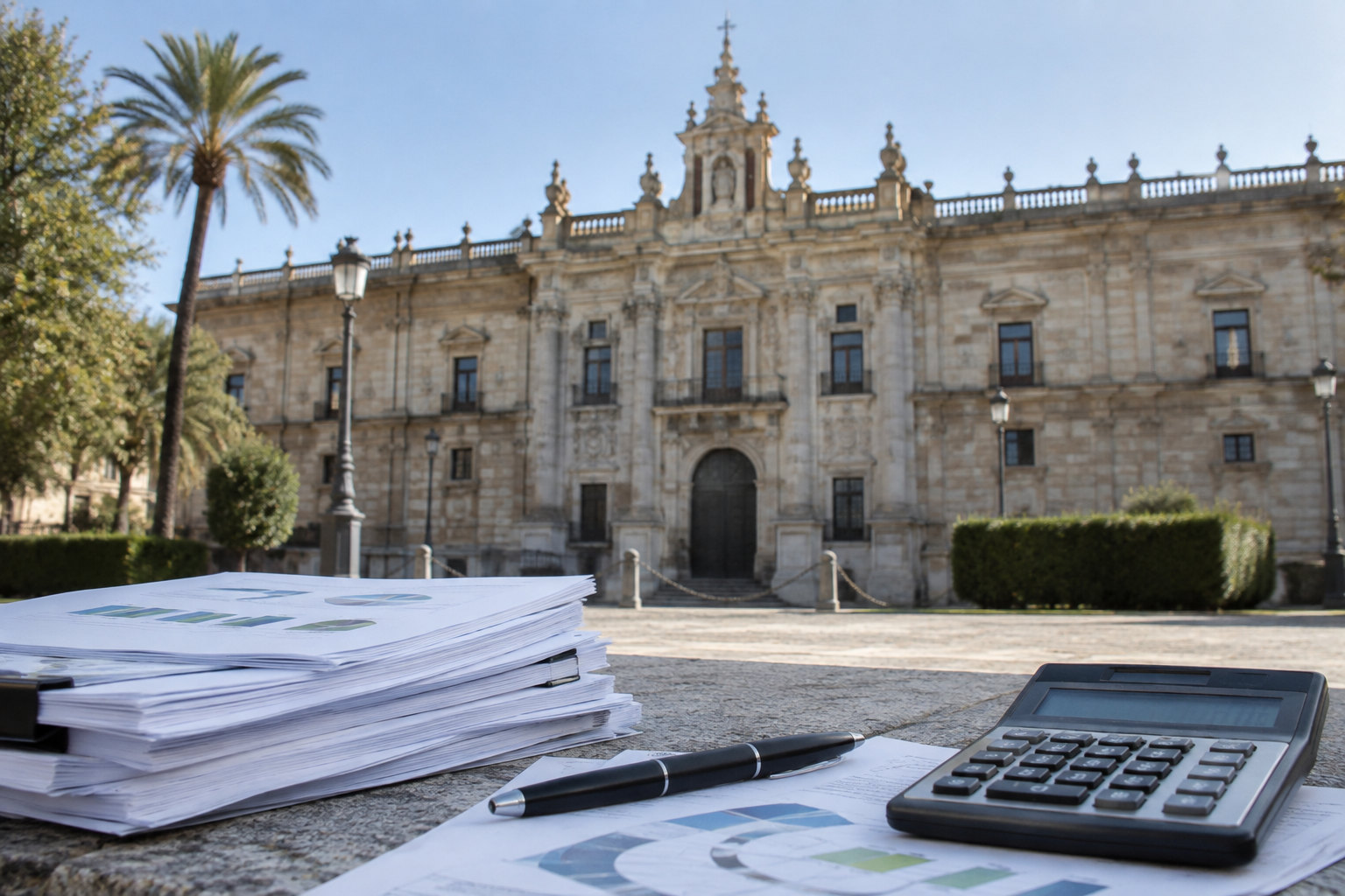 Sitz des andalusischen Parlaments in Sevilla als Symbol für die regionale Haushaltsplanung 2027