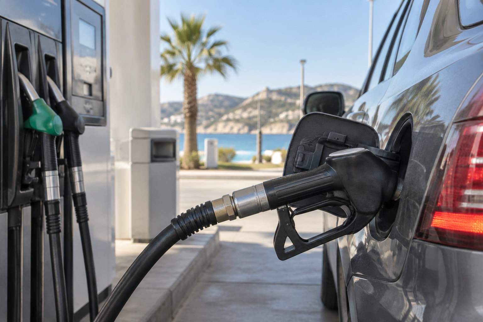 Dieselzapfpistole an einer Tankstelle auf den Balearen bei einem Literpreis von mehr als zwei Euro