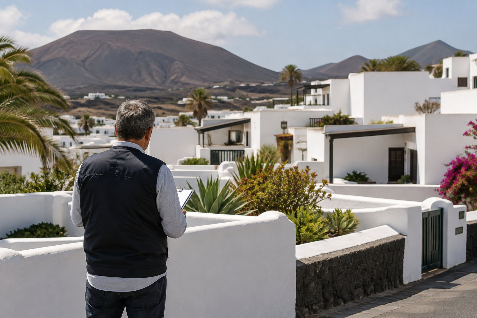Ferienwohnungen und Wohnhäuser in einer kanarischen Küstengemeinde auf Lanzarote