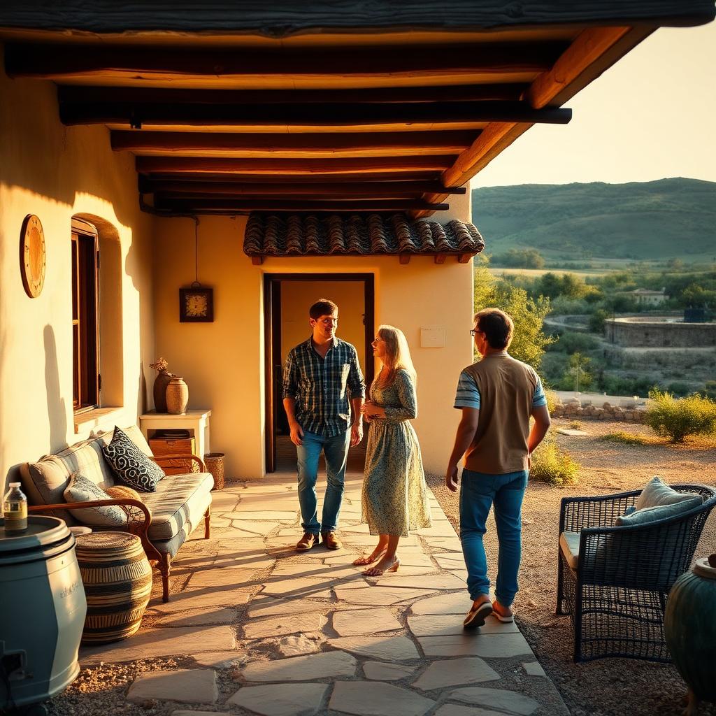 Familie beim Einzug in ein andalusisches Landhaus