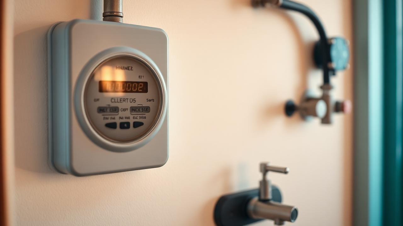 Stromzähler und Wasseranschluss in einer modernen spanischen Wohnung