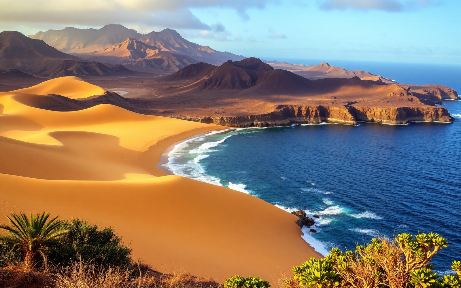Dünenlandschaft von Maspalomas auf Gran Canaria mit Atlantikküste