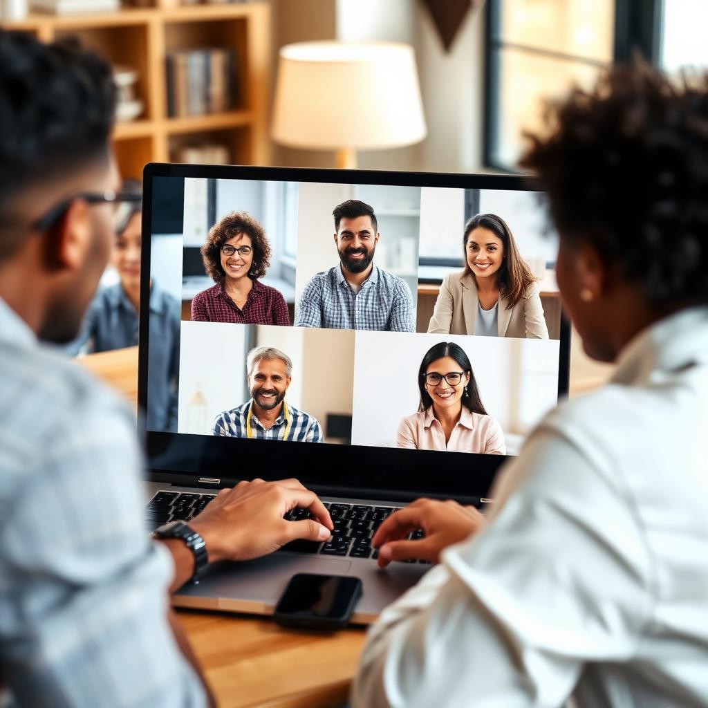Videokonferenz mit mehreren Teilnehmern in einer Spanienrunde